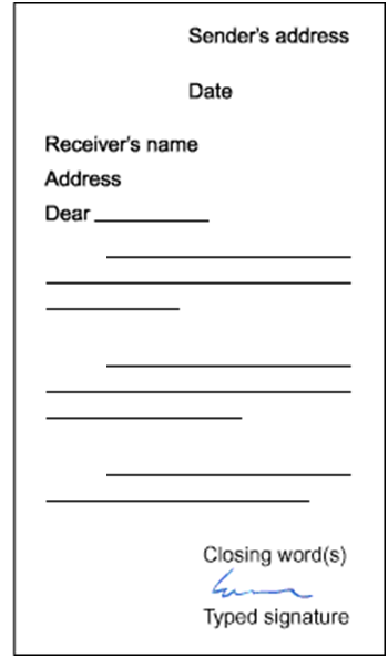 Semi-block format business letter layout.